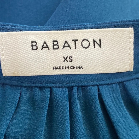 Babaton Aritzia Benedict 100% Silk Blue Pleated Mini Dress Tie Waist Size XS - Picture 8 of 10